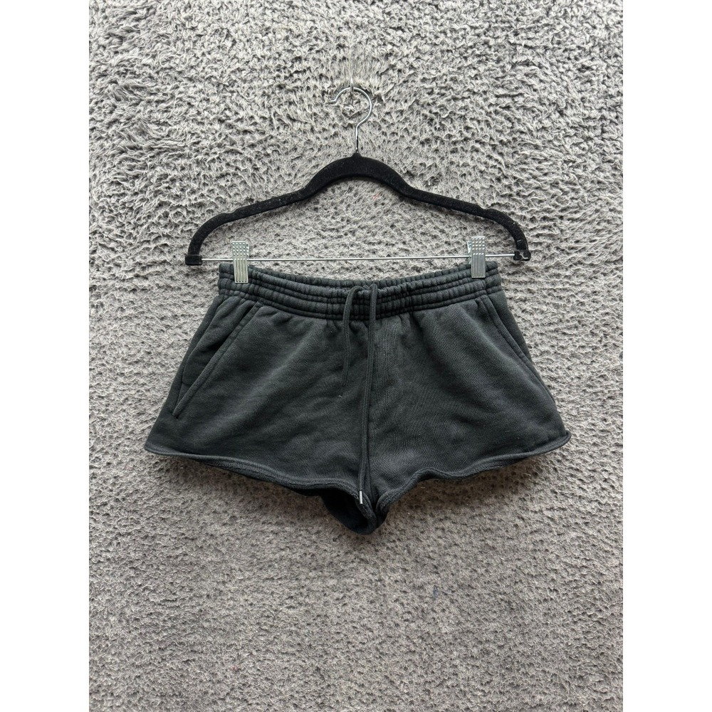 Entire Studios Cotton Fleece Drawstring Micro Shorts Black Womens Size S/M